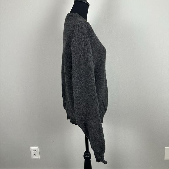 Lands End Knit Henley Sweater Mens XL Grey Wool Blend Henley USA Made Vintage - Picture 5 of 13